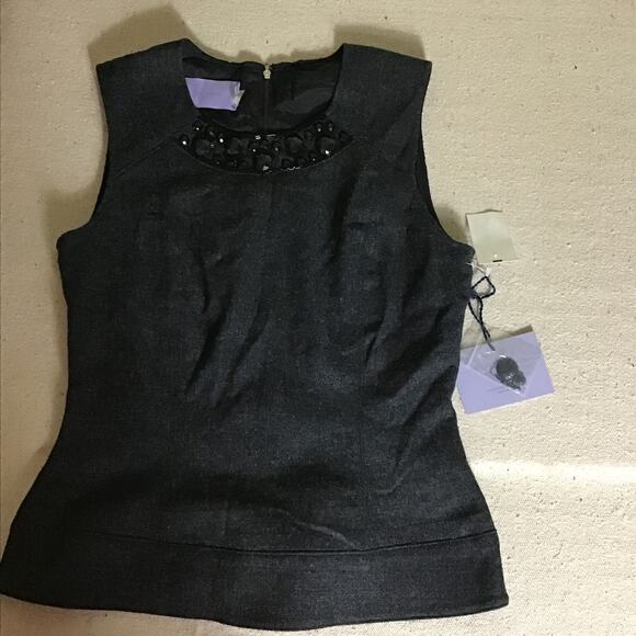 Vera Wang Lavender Label Wool & Silk Blend Sleeveless Beaded Top  Sz. 6 NWT - Picture 6 of 10